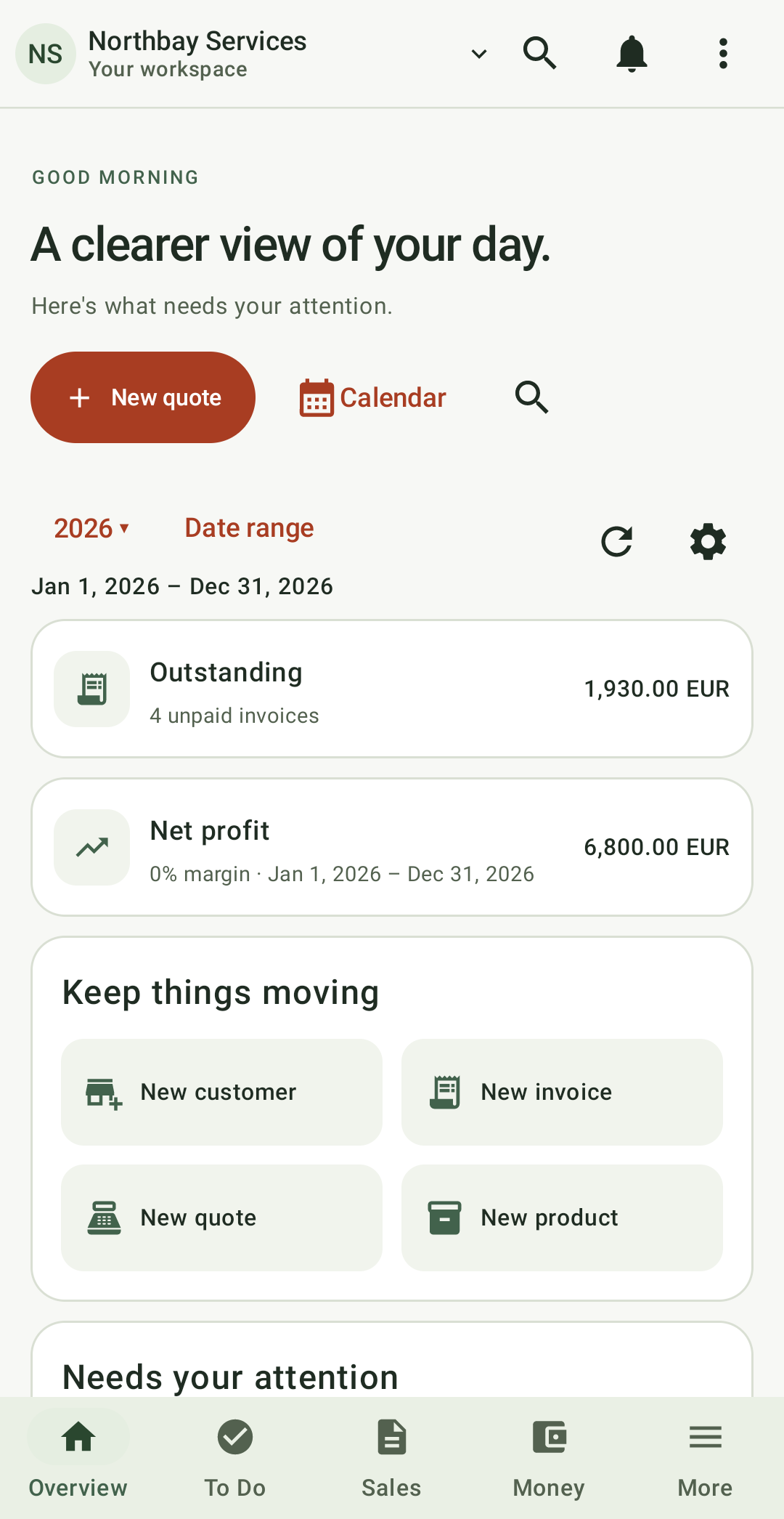 BizNii for Odoo Overview workspace